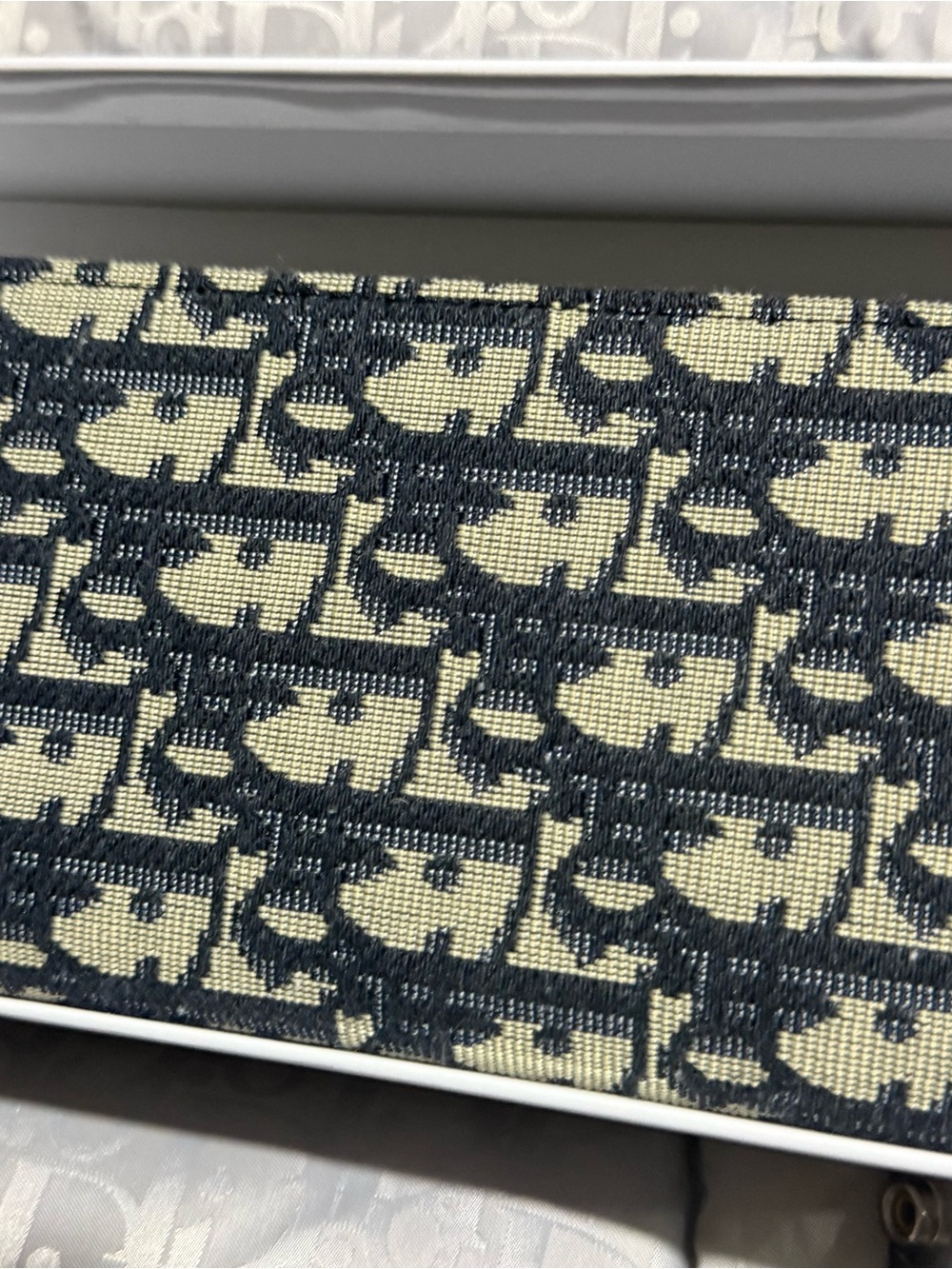 Dior Navy and Cream Oblique Jacquard Wallet